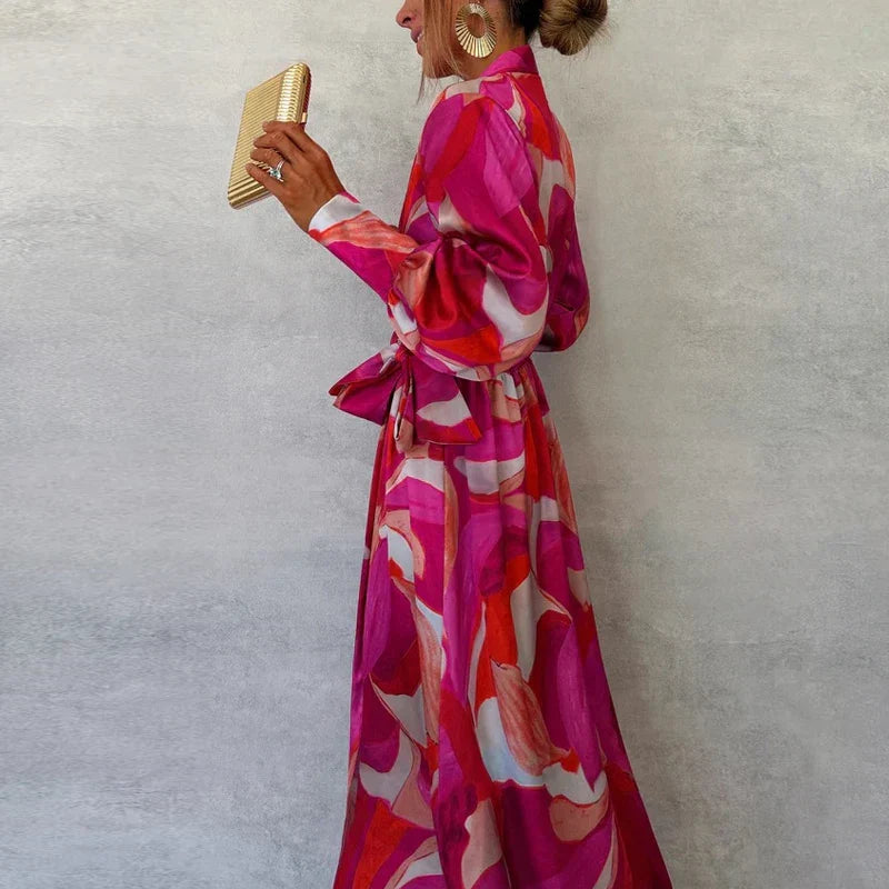 Margot | Women's Wrap Wedding Guest Dress with Floral Pattern | Maxi