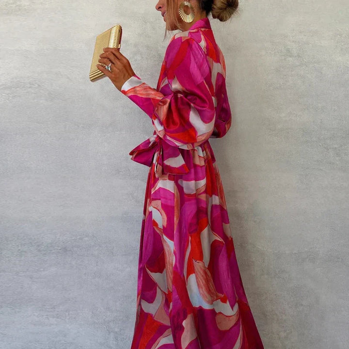 Margot | Women's Wrap Wedding Guest Dress with Floral Pattern | Maxi