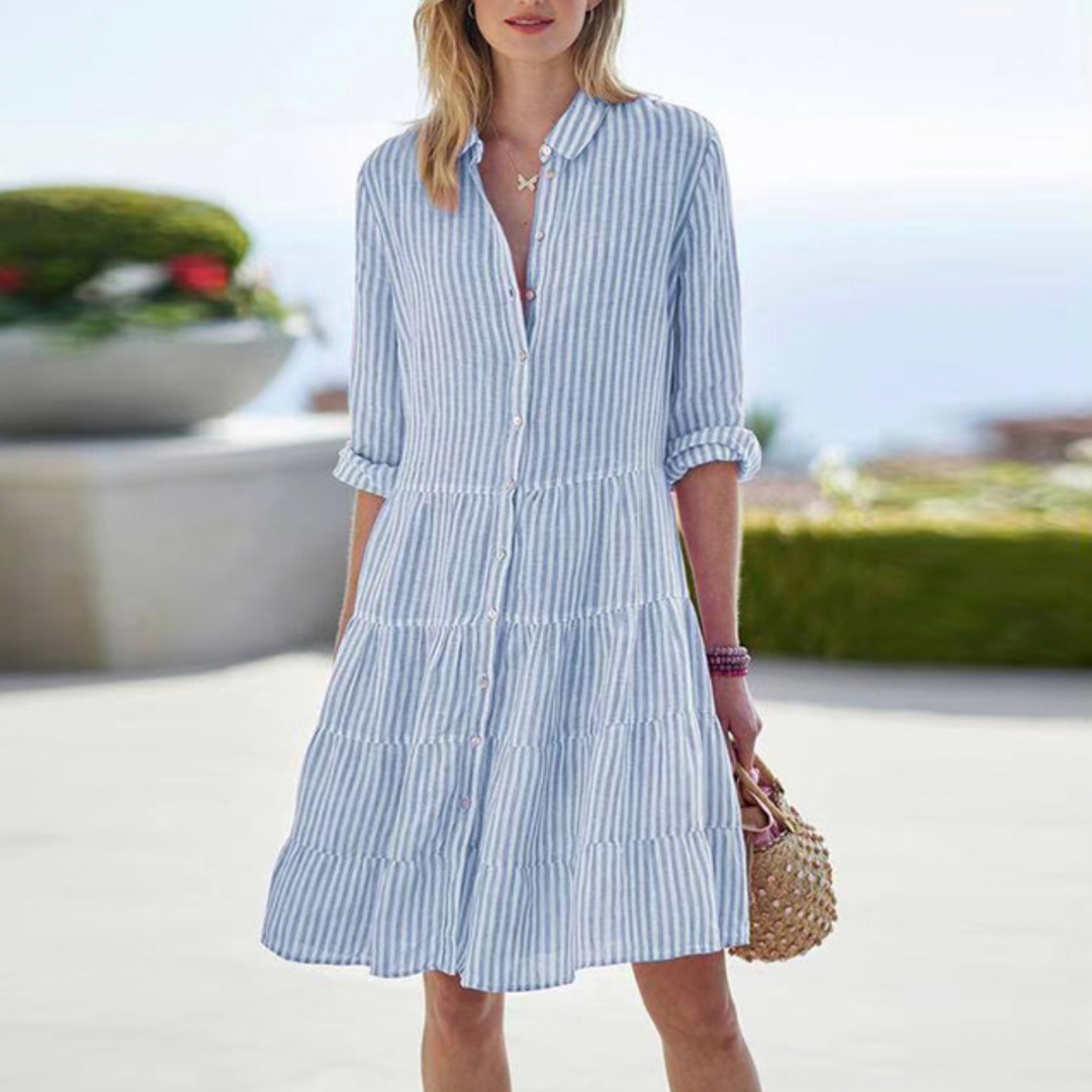 Raelynn | Striped Summer Dress with 3/4 Sleeves for Women | Mini