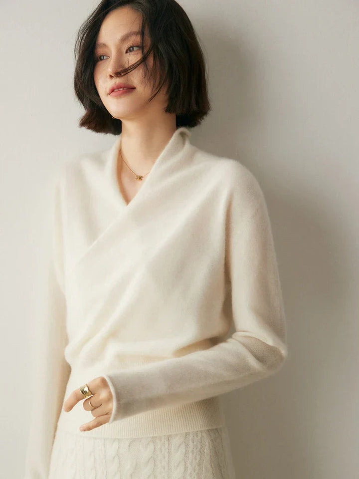 Women’s Cashmere Wrap Sweater – Soft Crossover Knit for Effortless Elegance