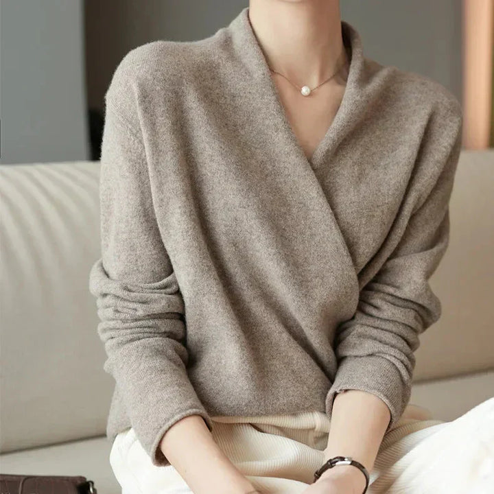Eleanor | Women’s Spring Wrap Neck Knit Top