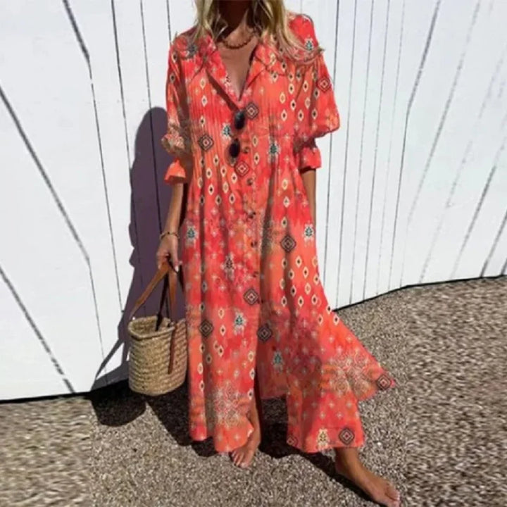 Ayla | Boho Summer Dress with V-Neck for Women | Maxi