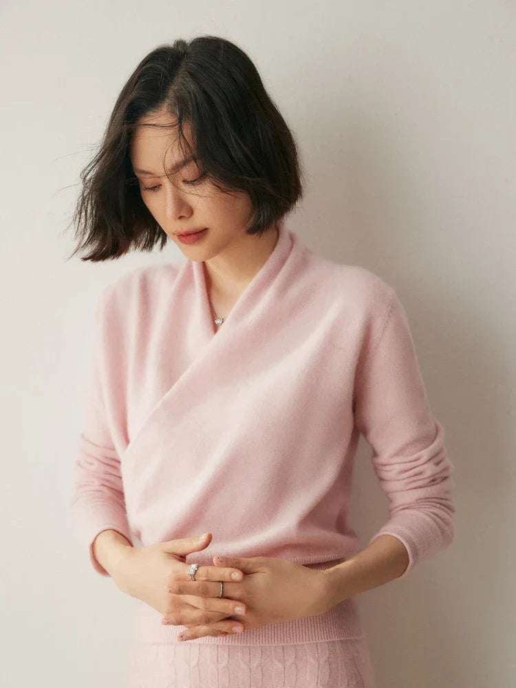 Women’s Cashmere Wrap Sweater – Soft Crossover Knit for Effortless Elegance