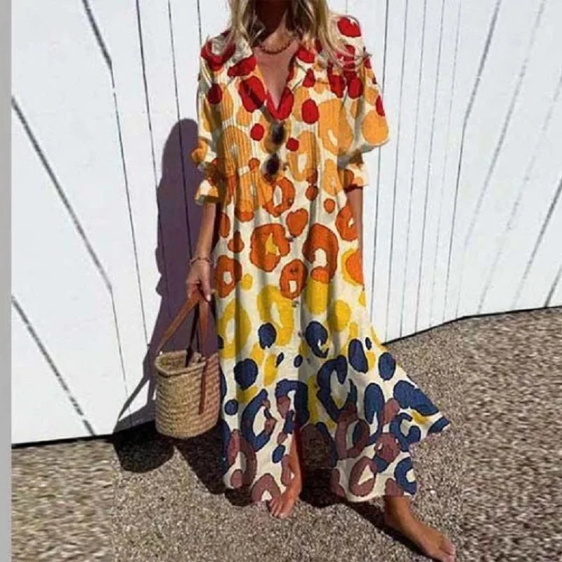 Ayla | Boho Summer Dress with V-Neck for Women | Maxi