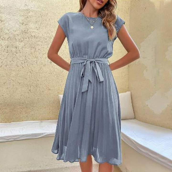 Cora | Short-sleeved Pleated Summer Dress for Women | Midi
