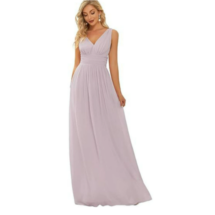 Ines | Women's Sleeveless Bridesmaid Dress with V-Neck | Maxi