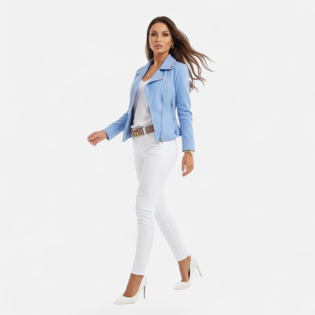 Joneex | Women’s Slim Lapel Zip Jacket with Pockets
