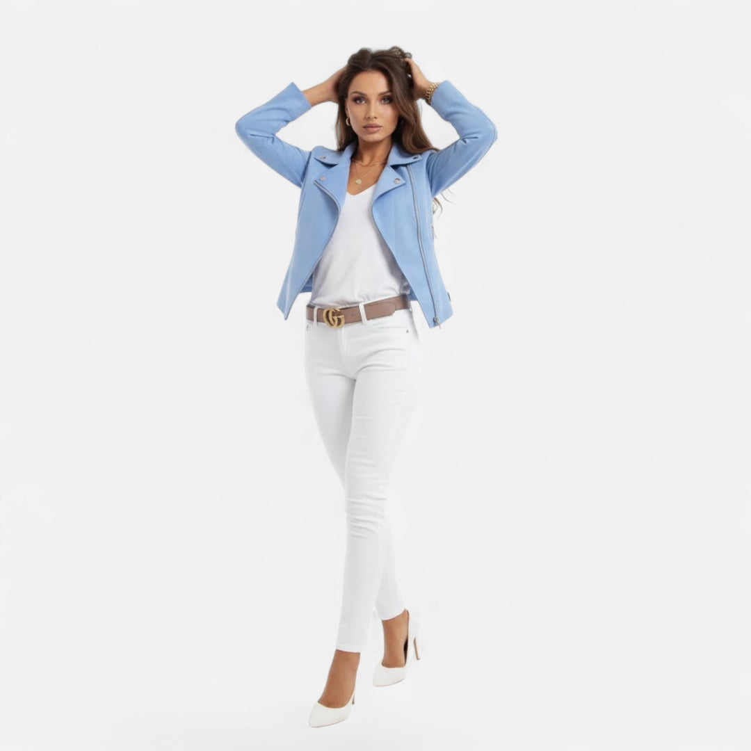 Joneex | Women’s Slim Lapel Zip Jacket with Pockets