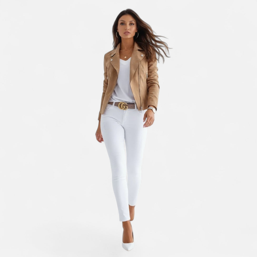 Joneex | Women’s Slim Lapel Zip Jacket with Pockets