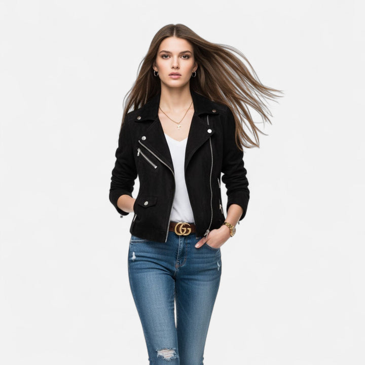Joneex | Women’s Slim Lapel Zip Jacket with Pockets