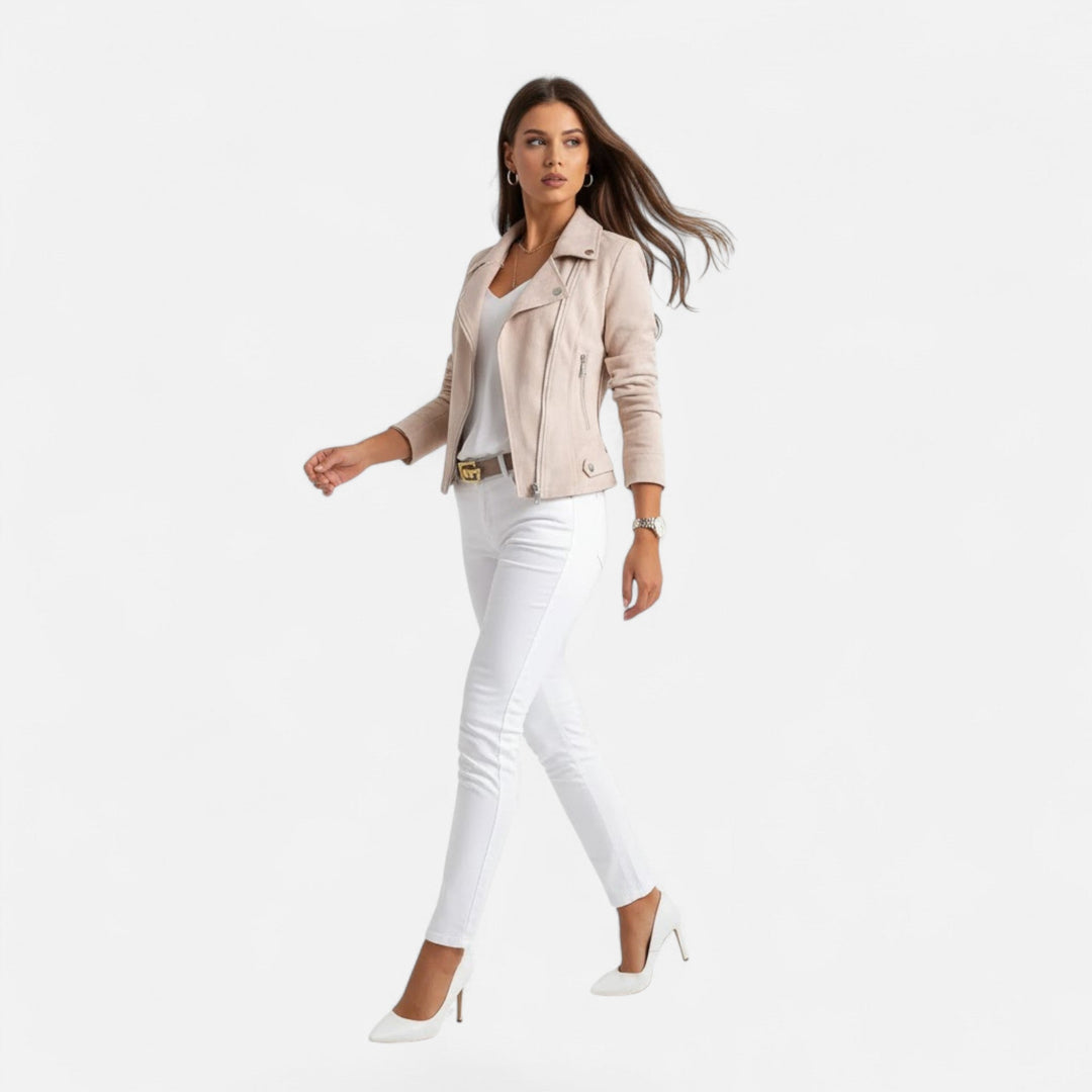 Joneex | Women’s Slim Lapel Zip Jacket with Pockets