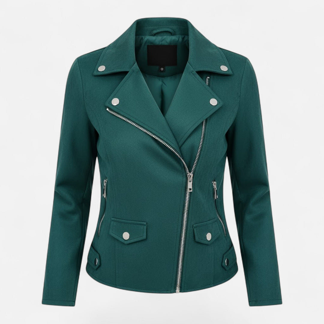 Joneex | Women’s Slim Lapel Zip Jacket with Pockets