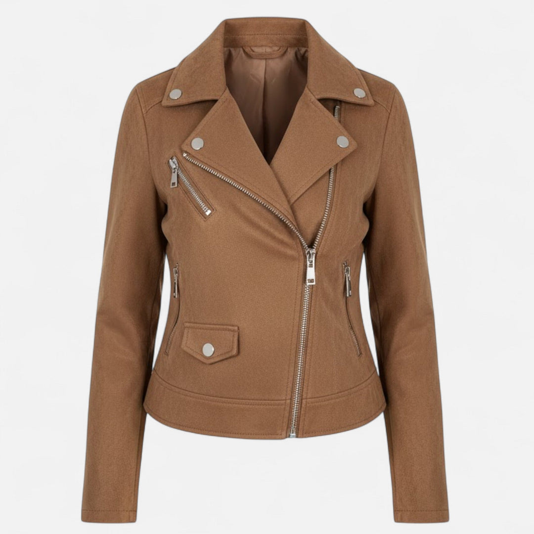 Joneex | Women’s Slim Lapel Zip Jacket with Pockets