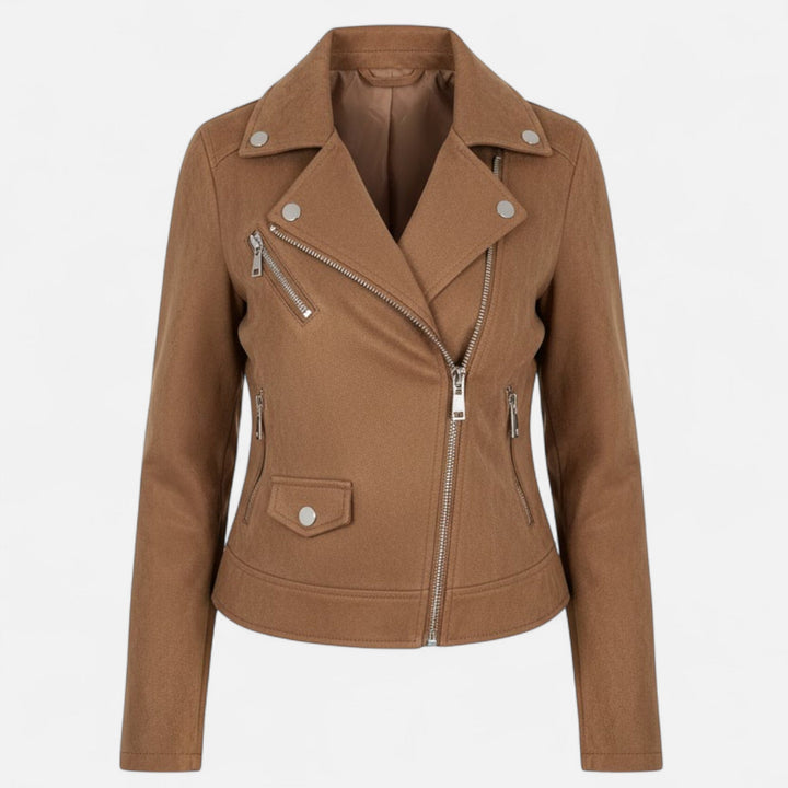 Joneex | Women’s Slim Lapel Zip Jacket with Pockets