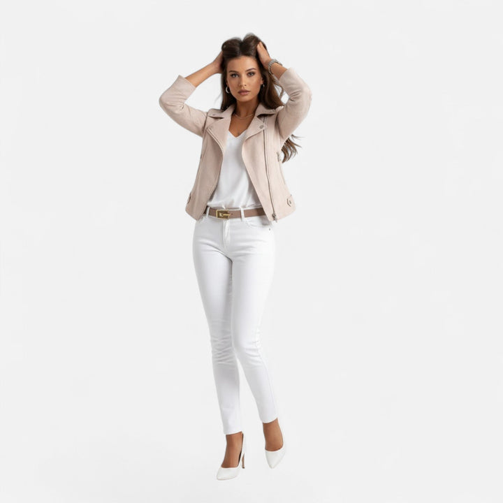 Joneex | Women’s Slim Lapel Zip Jacket with Pockets