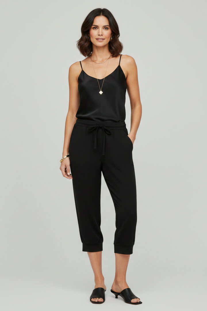 Anna | Women’s Capri Trousers with Drawstring Waist and Side Pockets