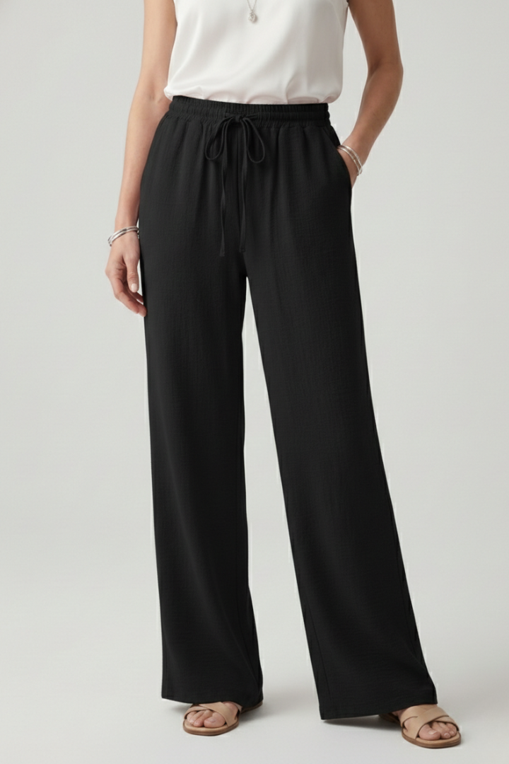 Bella | Women’s Casual Palazzo Trousers with Drawstring Waist and Side Pockets