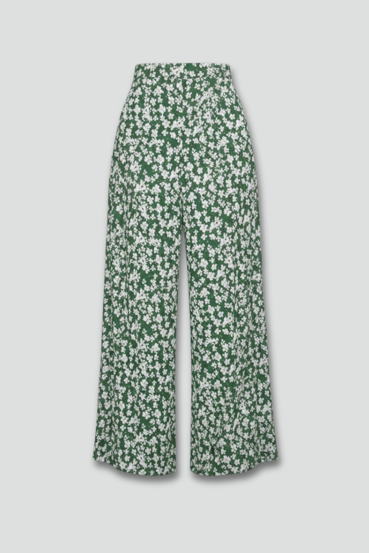 Audrey | Women’s Casual Palazzo Trousers with Floral Print and Wide Legs