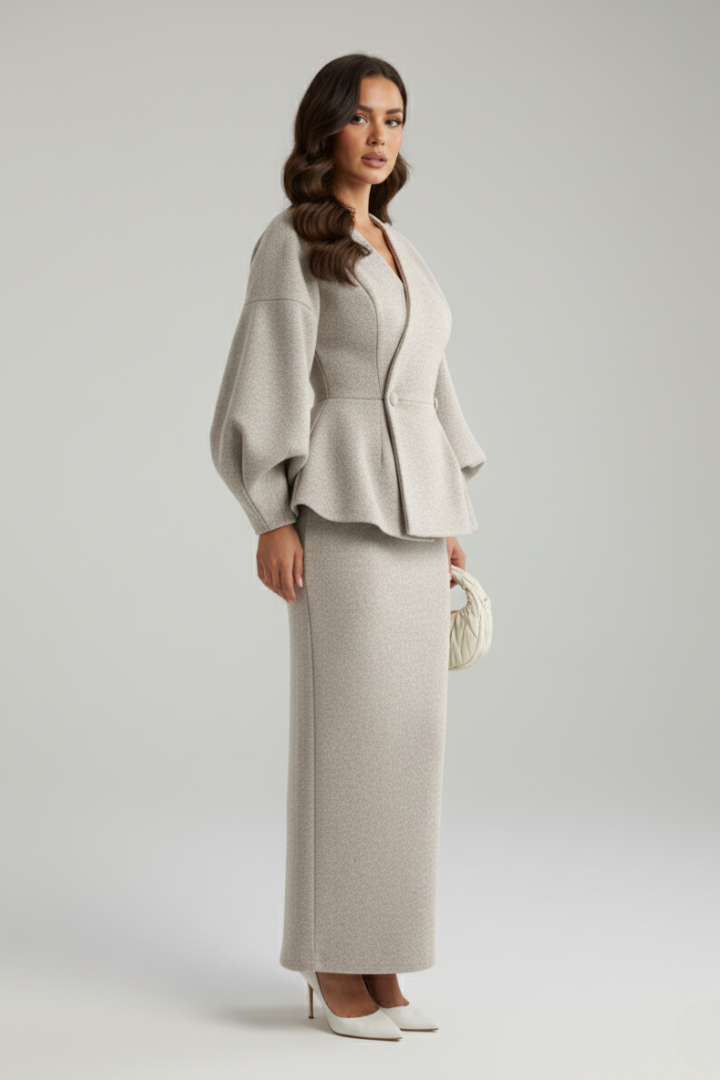 Bianca | Women’s V-Neck Blazer and Skirt Set
