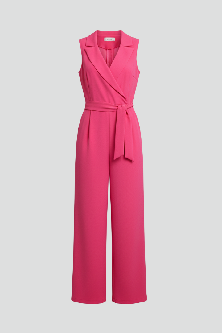 Bethany | Women’s Sleeveless V-Neck Tie Waist Jumpsuit