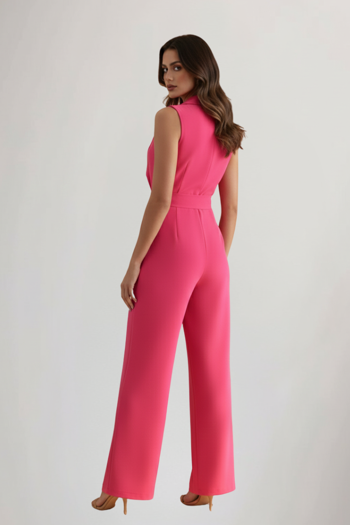 Bethany | Women’s Sleeveless V-Neck Tie Waist Jumpsuit