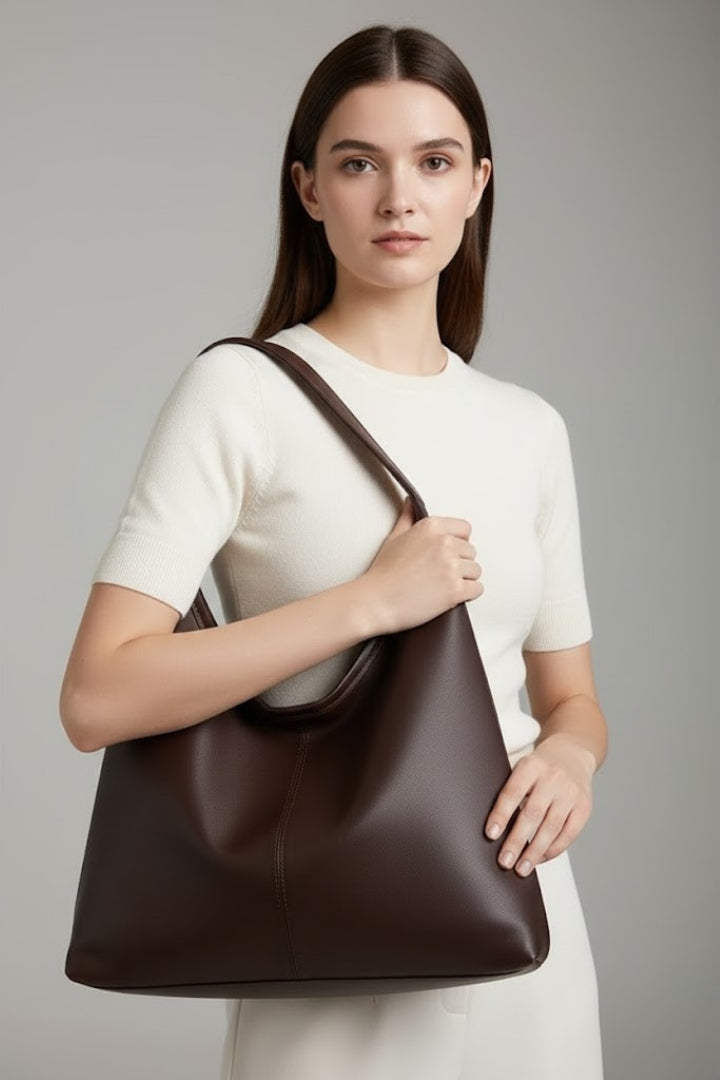 Camille | Women’s Classic Tote Bag with Faux Outer and Large Inner Pocket