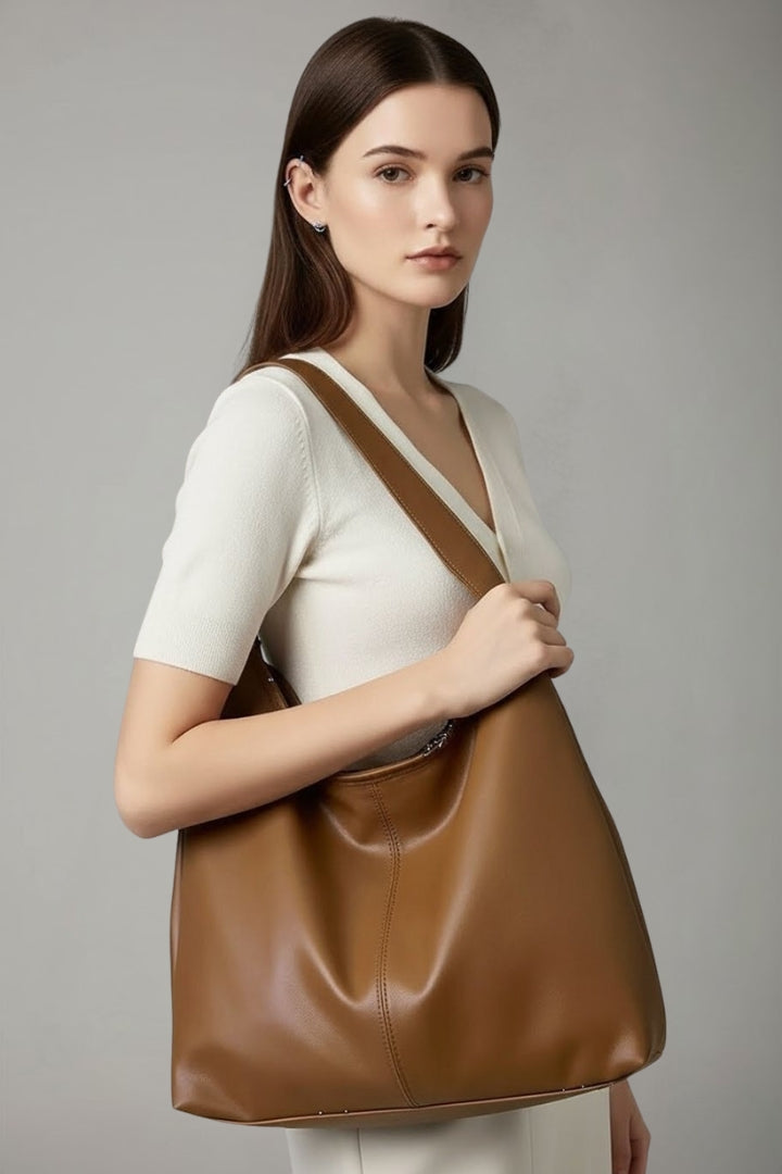 Camille | Women’s Classic Tote Bag with Faux Outer and Large Inner Pocket
