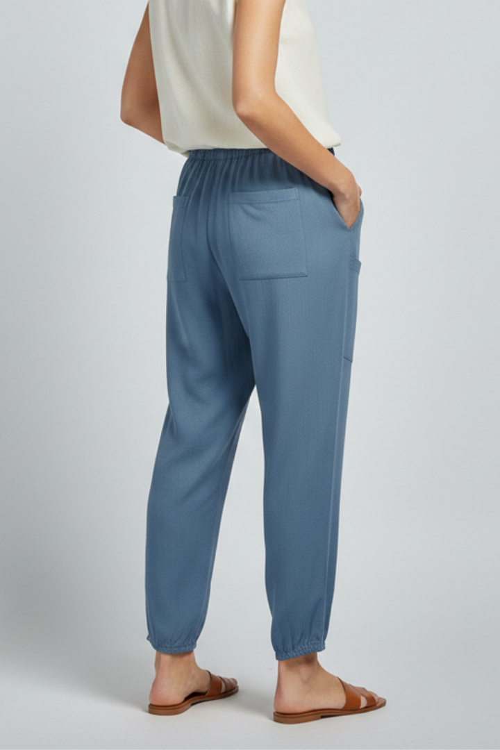 Amelia | Women’s Trousers with Drawstring Waist and Button Hem