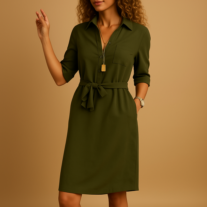 Isabella | Women’s Spring Belted Shirt Dress