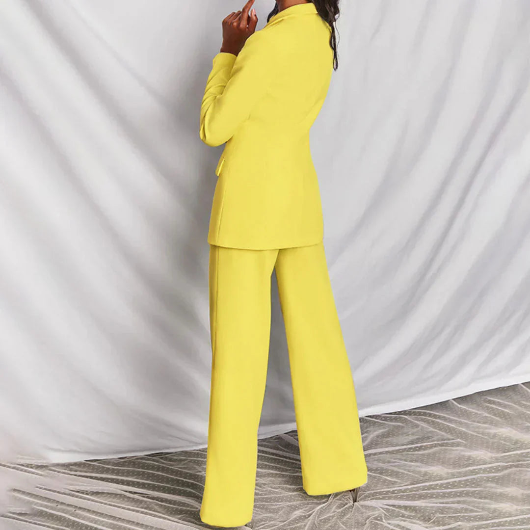 Anna | Women’s Trouser Suit Longline Blazer Wide-Leg Structured