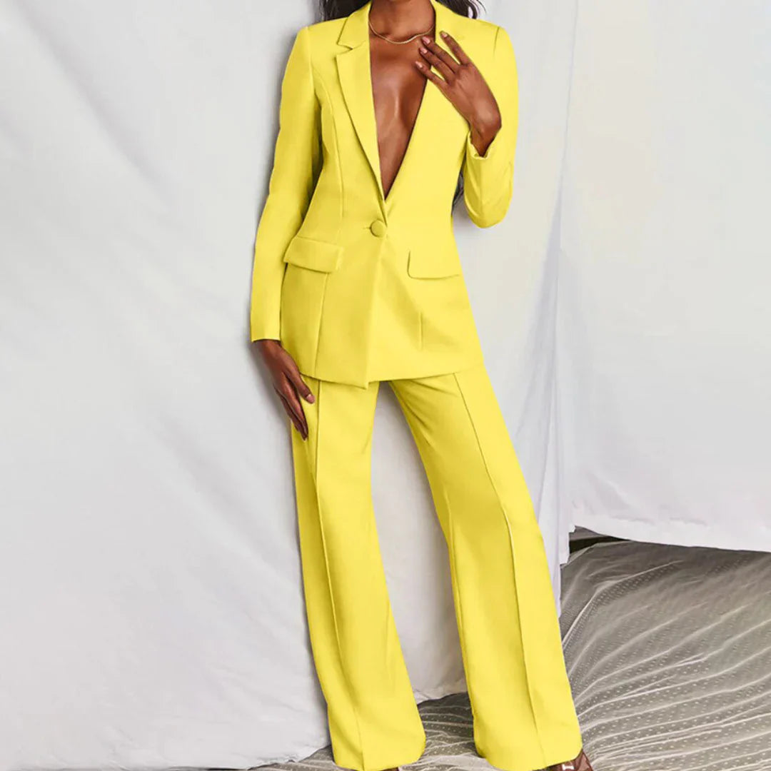 Anna | Women’s Trouser Suit Longline Blazer Wide-Leg Structured