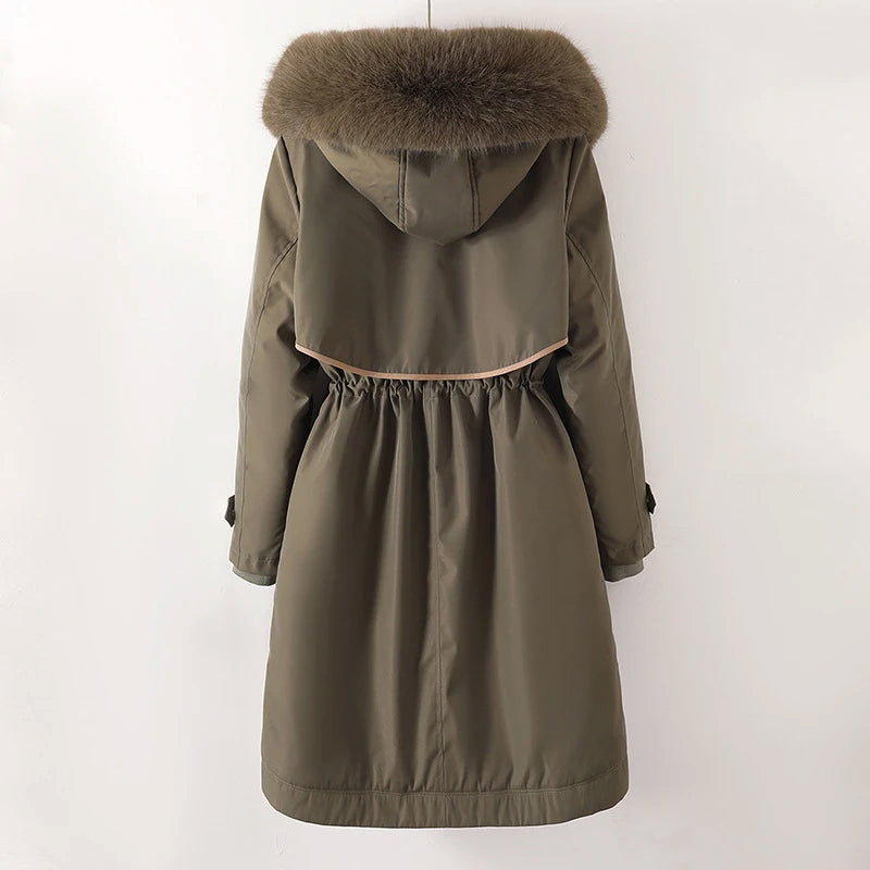 Daisy | Women’s Long Parka Faux Fur Trim Hood Jacket