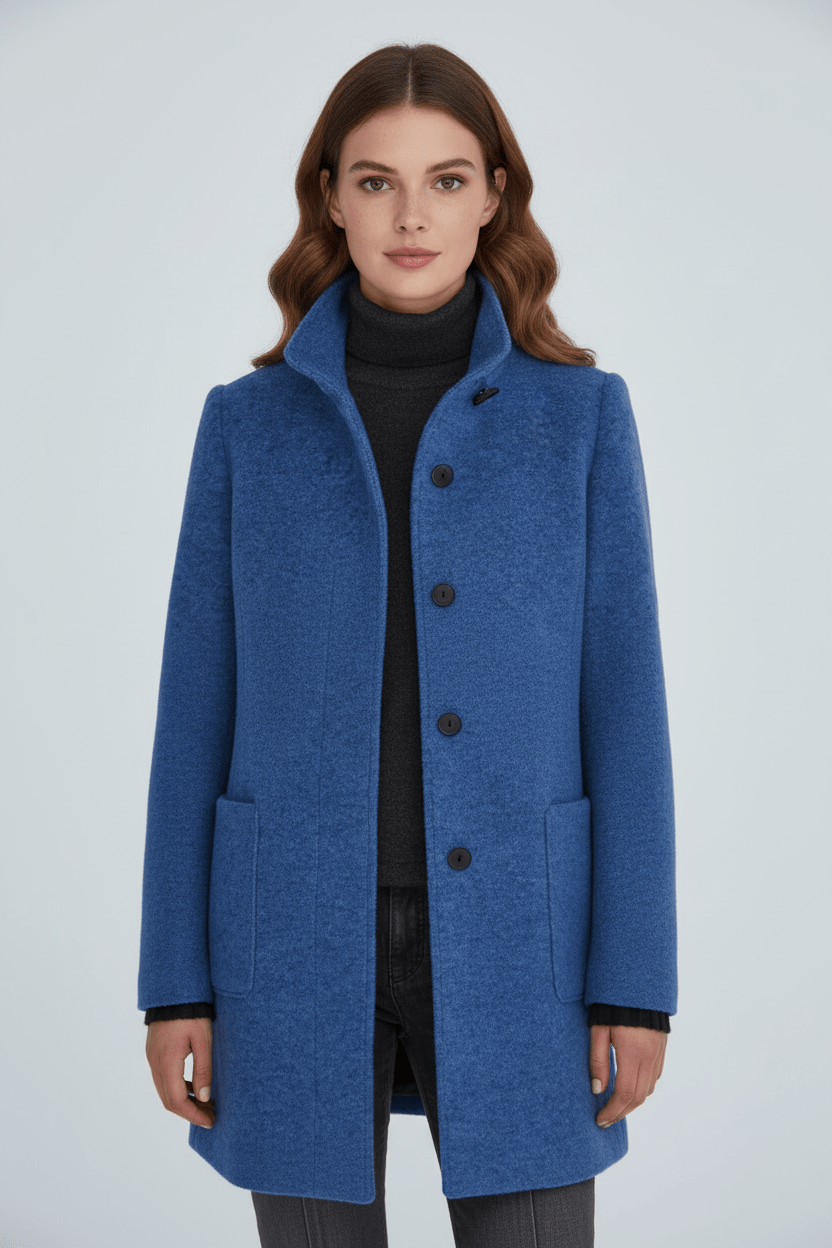 Joneex | Elara – Women’s Wool Blend Coat with Stand Collar and Pockets