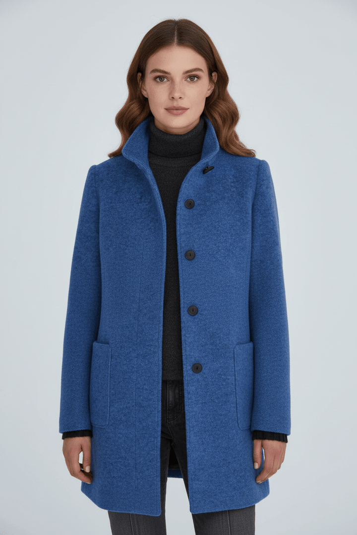 Joneex | Elara – Women’s Wool Blend Coat with Stand Collar and Pockets