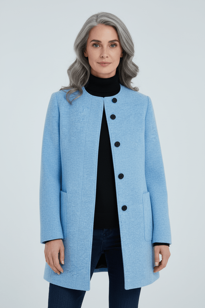 Joneex | Elara – Women’s Wool Blend Coat with Stand Collar and Pockets