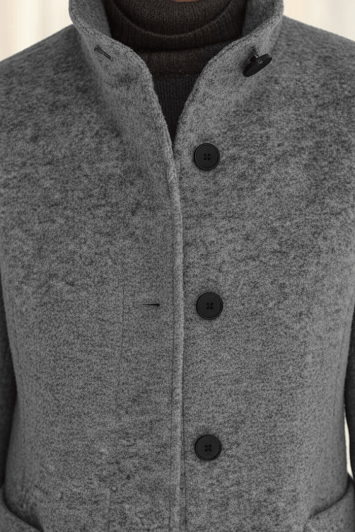 Joneex | Elara – Women’s Wool Blend Coat with Stand Collar and Pockets