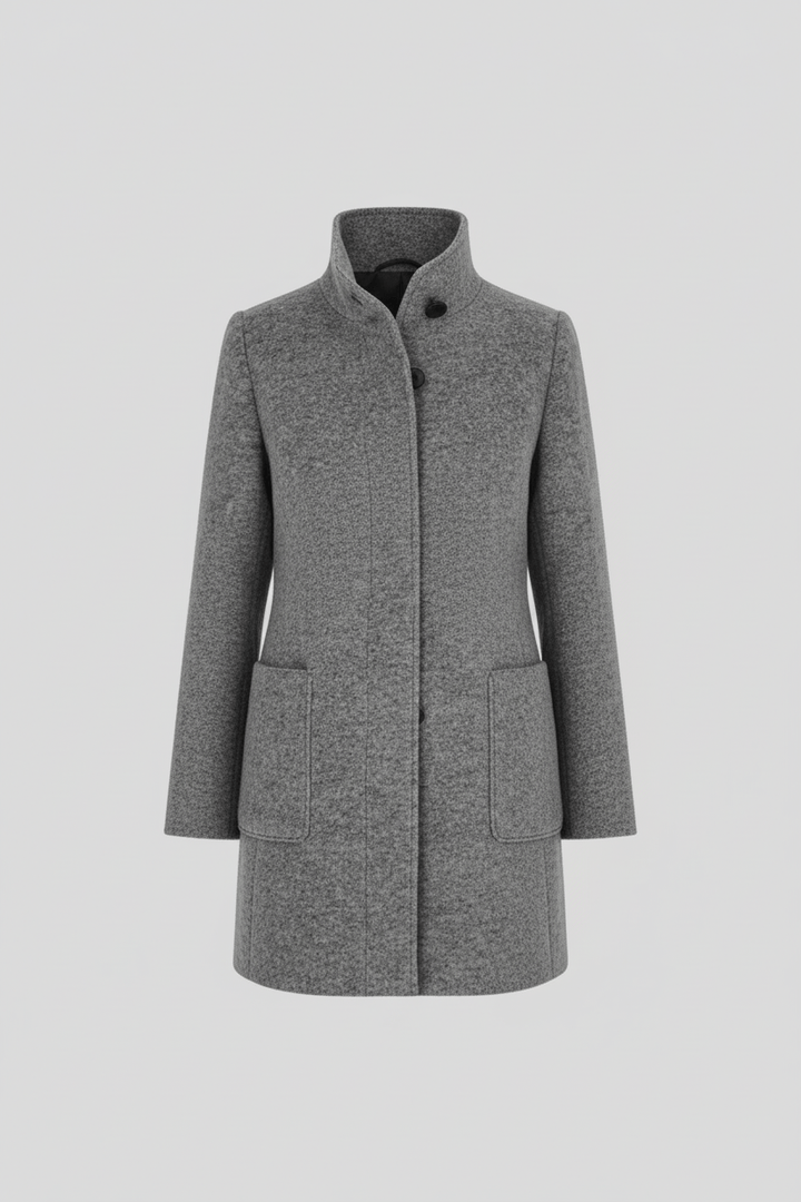 Joneex | Elara – Women’s Wool Blend Coat with Stand Collar and Pockets