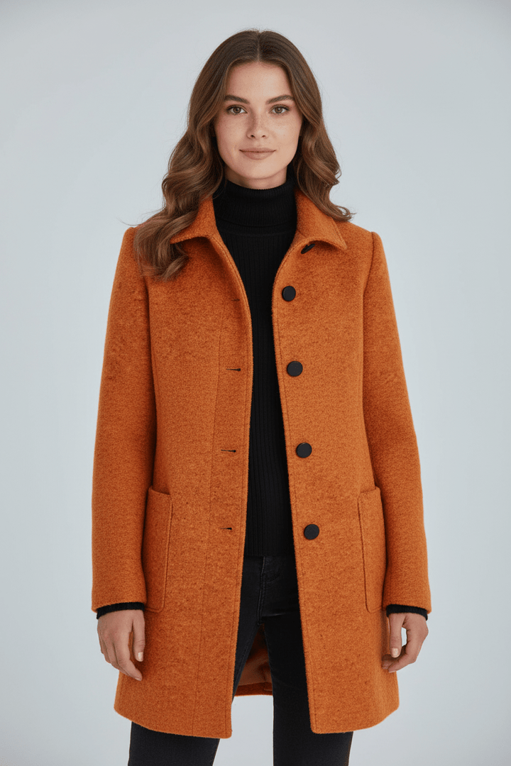 Joneex | Elara – Women’s Wool Blend Coat with Stand Collar and Pockets