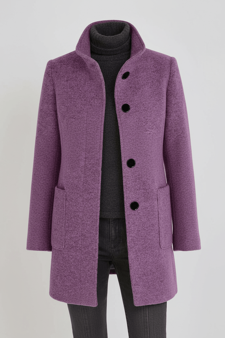 Joneex | Elara – Women’s Wool Blend Coat with Stand Collar and Pockets