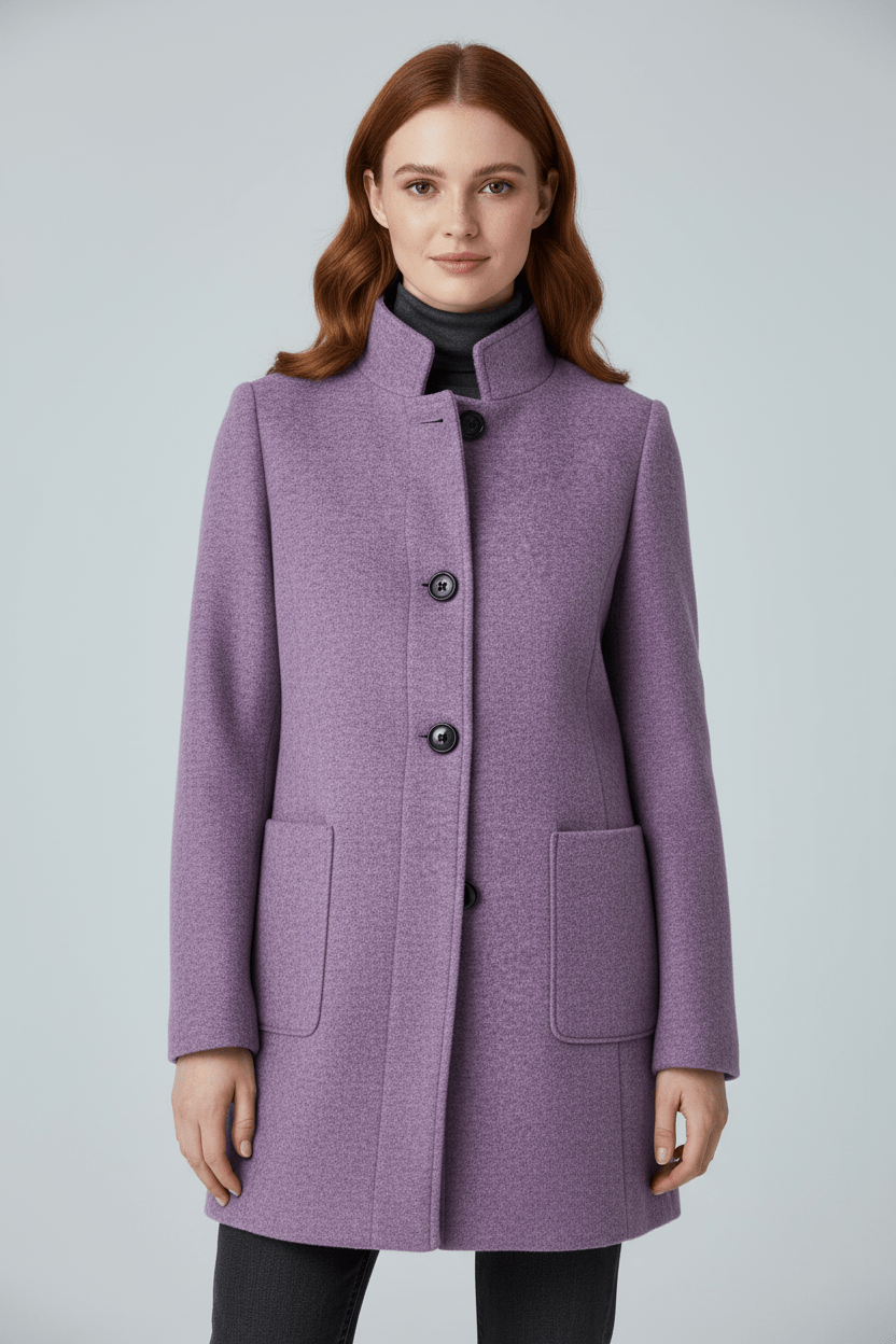 Joneex | Elara – Women’s Wool Blend Coat with Stand Collar and Pockets