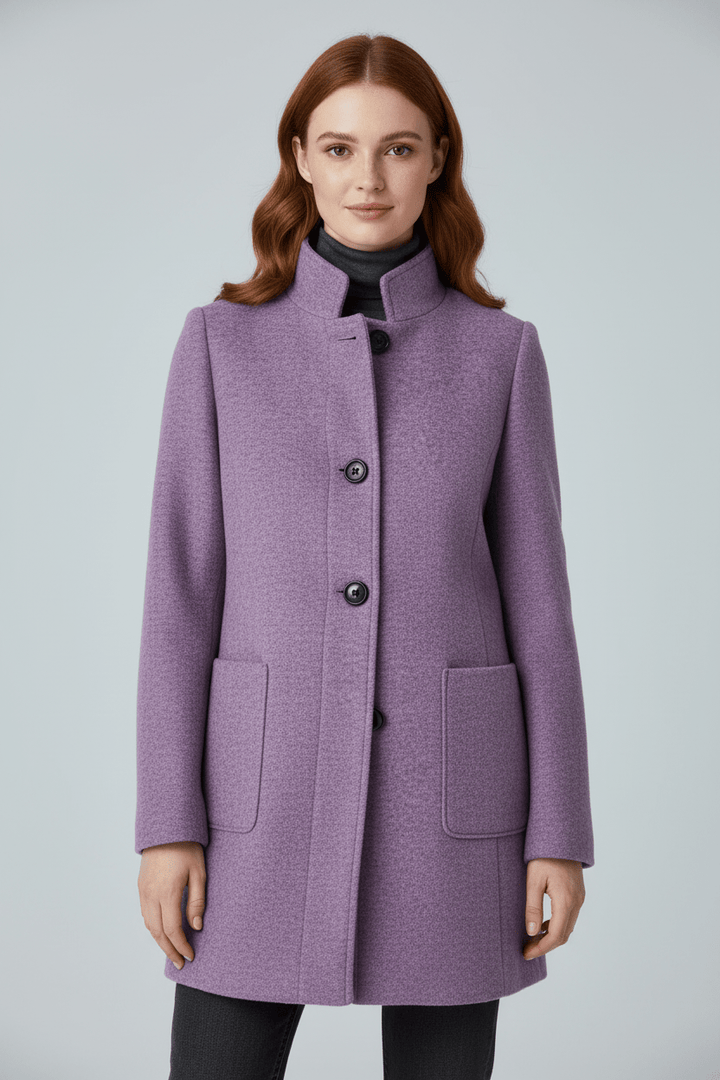 Joneex | Elara – Women’s Wool Blend Coat with Stand Collar and Pockets