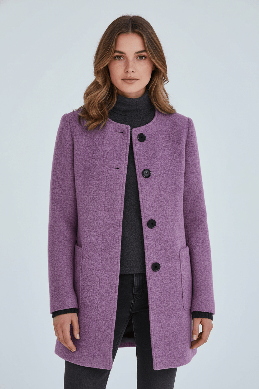 Joneex | Elara – Women’s Wool Blend Coat with Stand Collar and Pockets