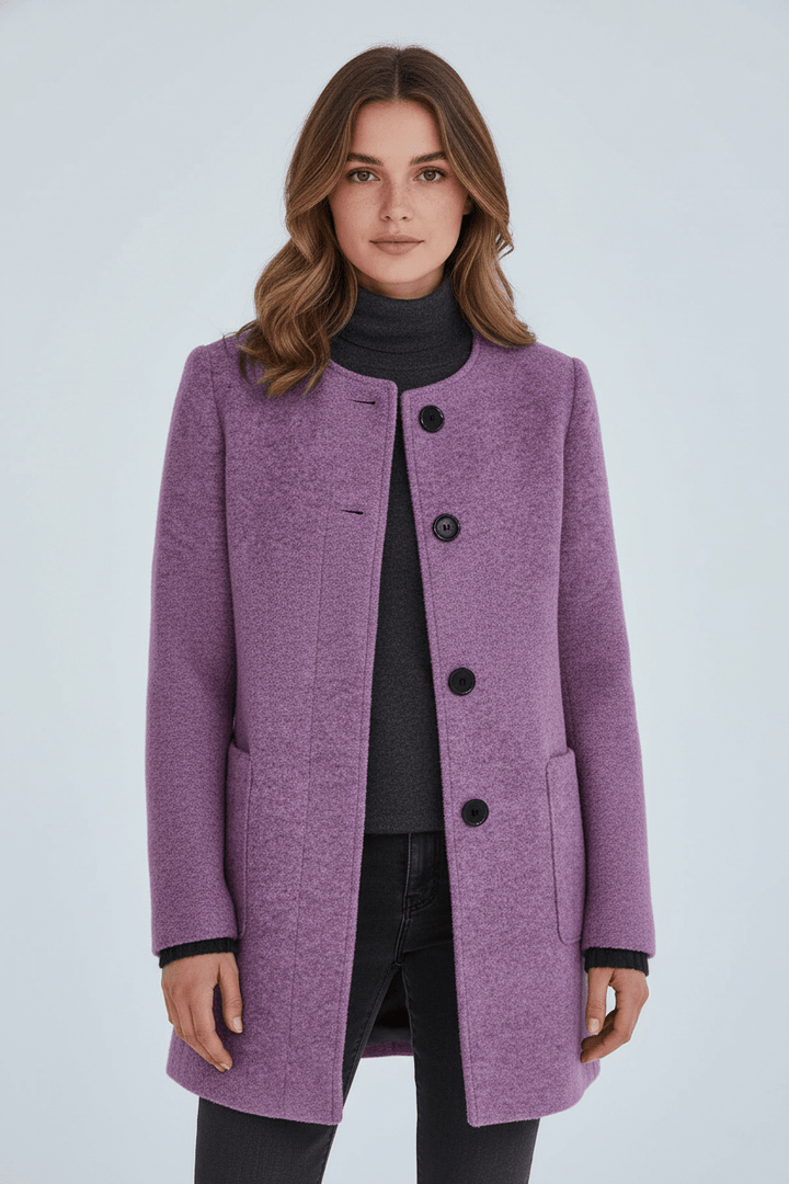 Joneex | Elara – Women’s Wool Blend Coat with Stand Collar and Pockets