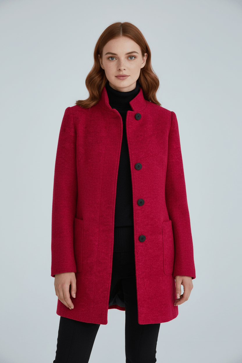 Joneex | Elara – Women’s Wool Blend Coat with Stand Collar and Pockets