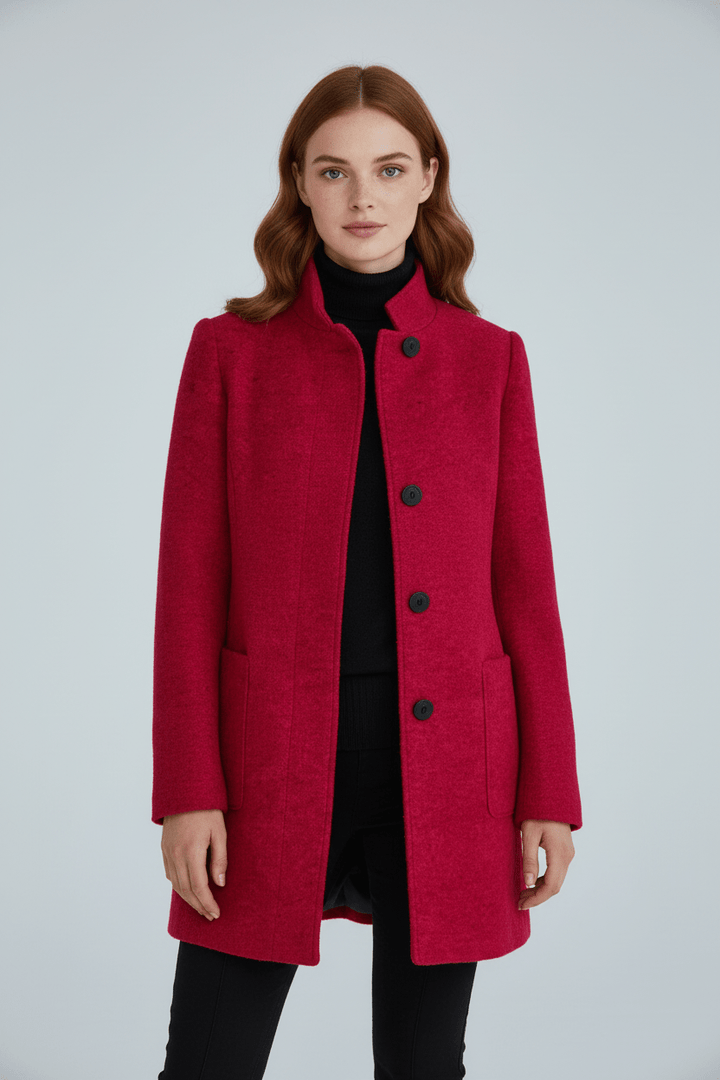 Joneex | Elara – Women’s Wool Blend Coat with Stand Collar and Pockets