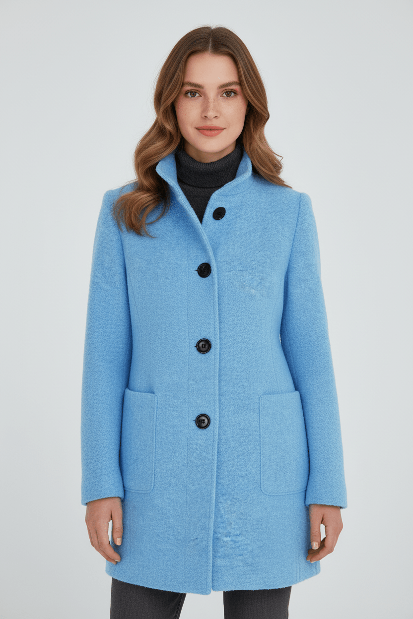 Joneex | Elara – Women’s Wool Blend Coat with Stand Collar and Pockets