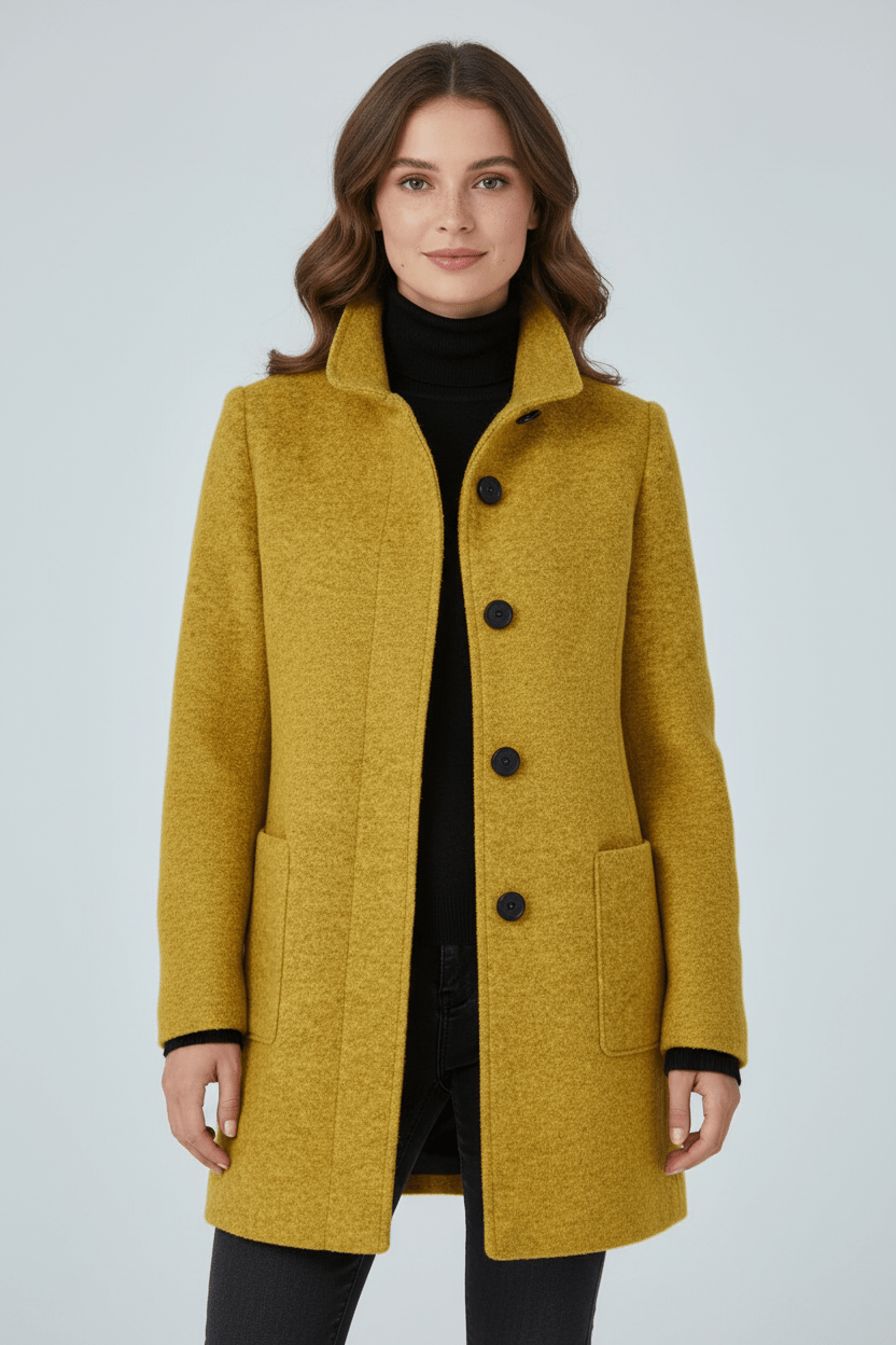 Joneex | Elara – Women’s Wool Blend Coat with Stand Collar and Pockets