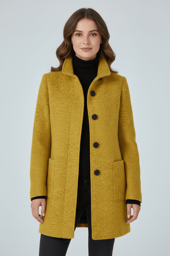 Joneex | Elara – Women’s Wool Blend Coat with Stand Collar and Pockets