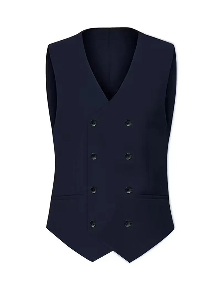 Slim Fit Double-Breasted Three-Piece Suit Set with Waistcoat for Men