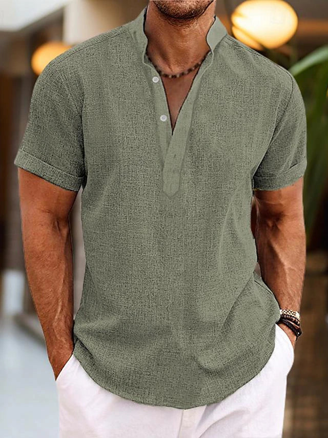 Bradley | Men Short Sleeve Henley Casual Shirt
